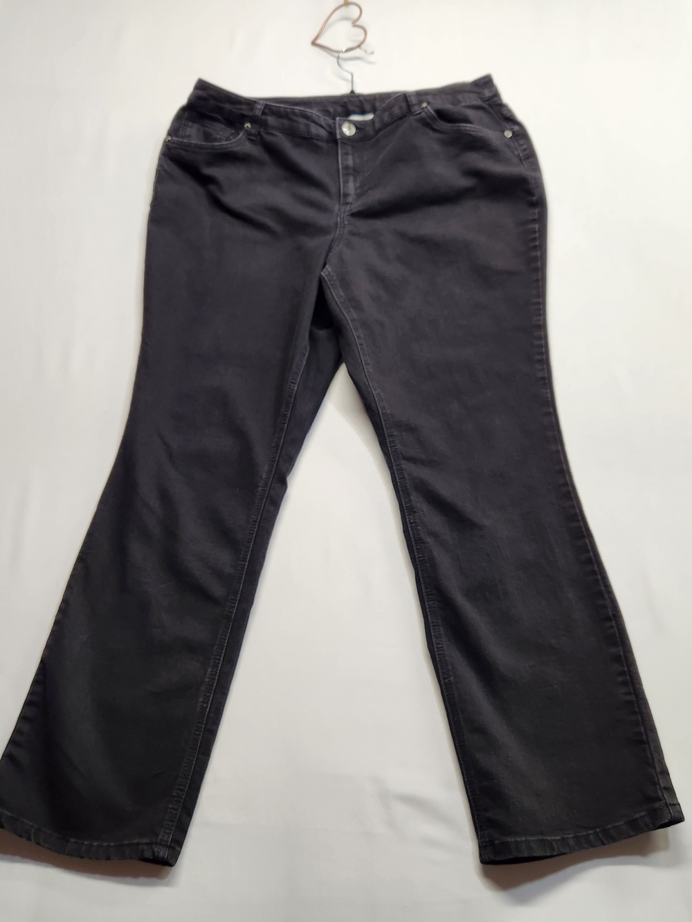 ⭐️CJ Banks 16W Embroidered Bootcut Jeans Black Dark Wash Stretch Western Boho